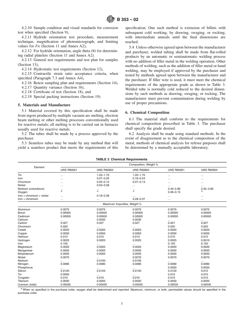 ASTM B353-02 - Standard Specification for Wrought Zirconium and Zirconium Alloy Seamless and Welded Tubes for Nuclear Service (Except Nuclear Fuel Cladding)