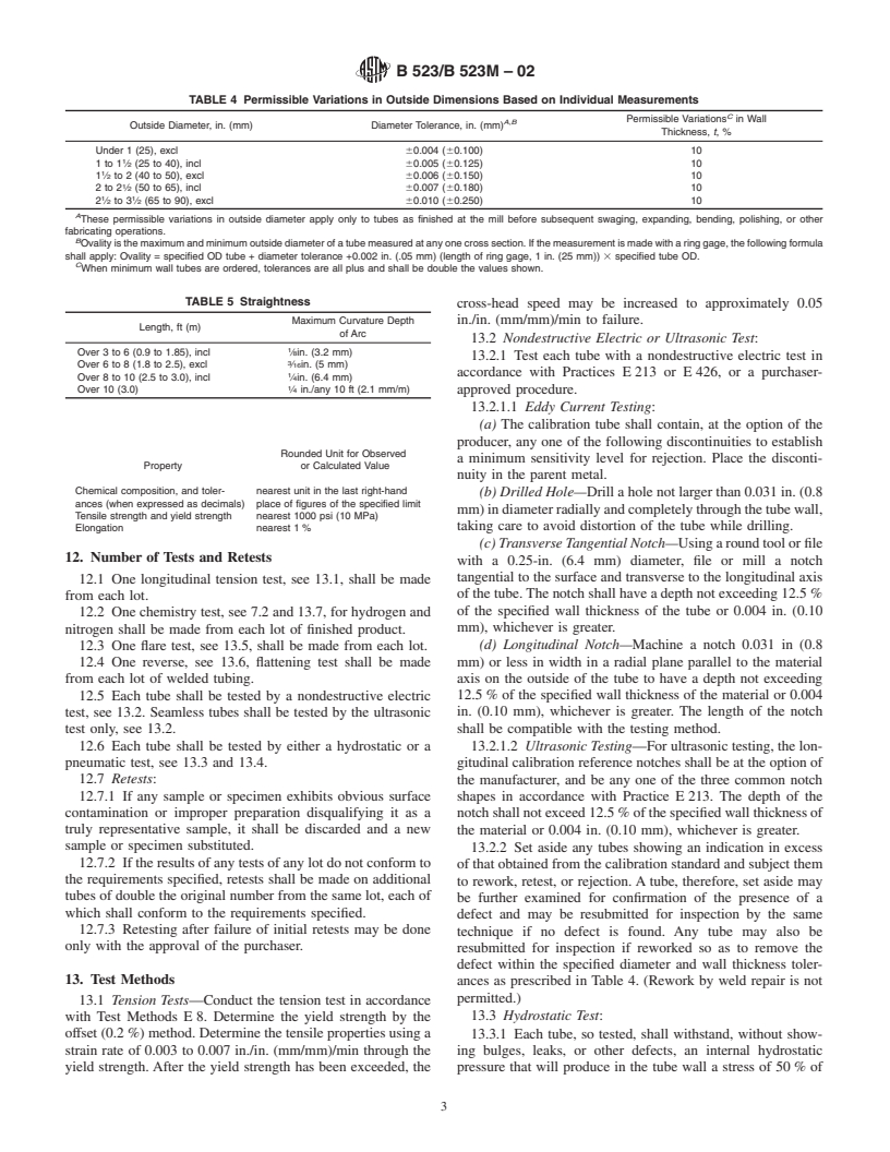 ASTM B523/B523M-02 - Standard Specification for Seamless and Welded Zirconium and Zirconium Alloy Tubes