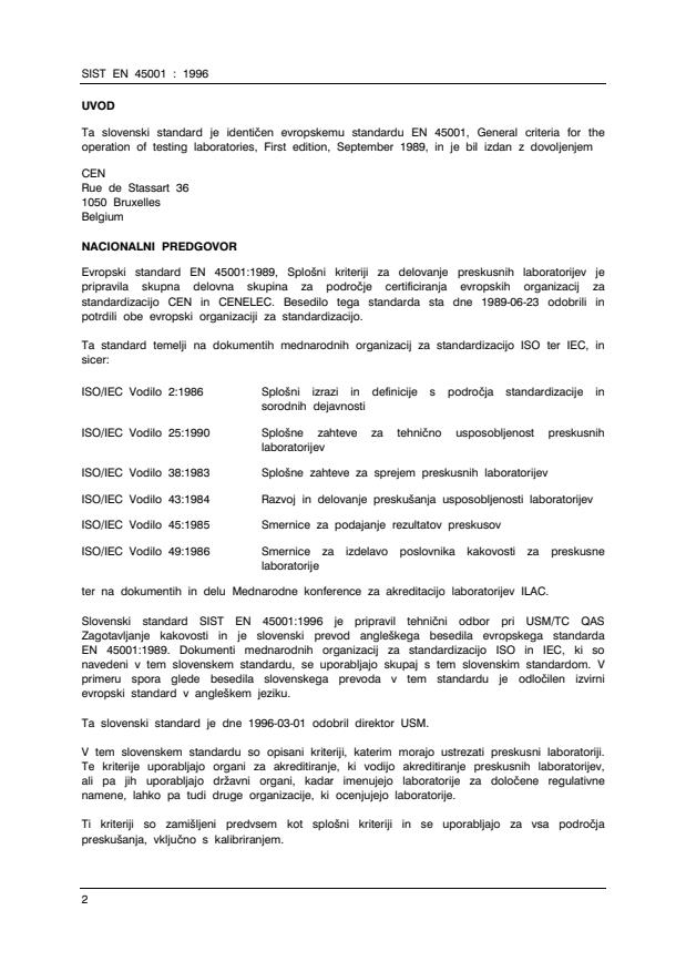 EN 45001:1989 EN 45001:1996 - Page 2 preview