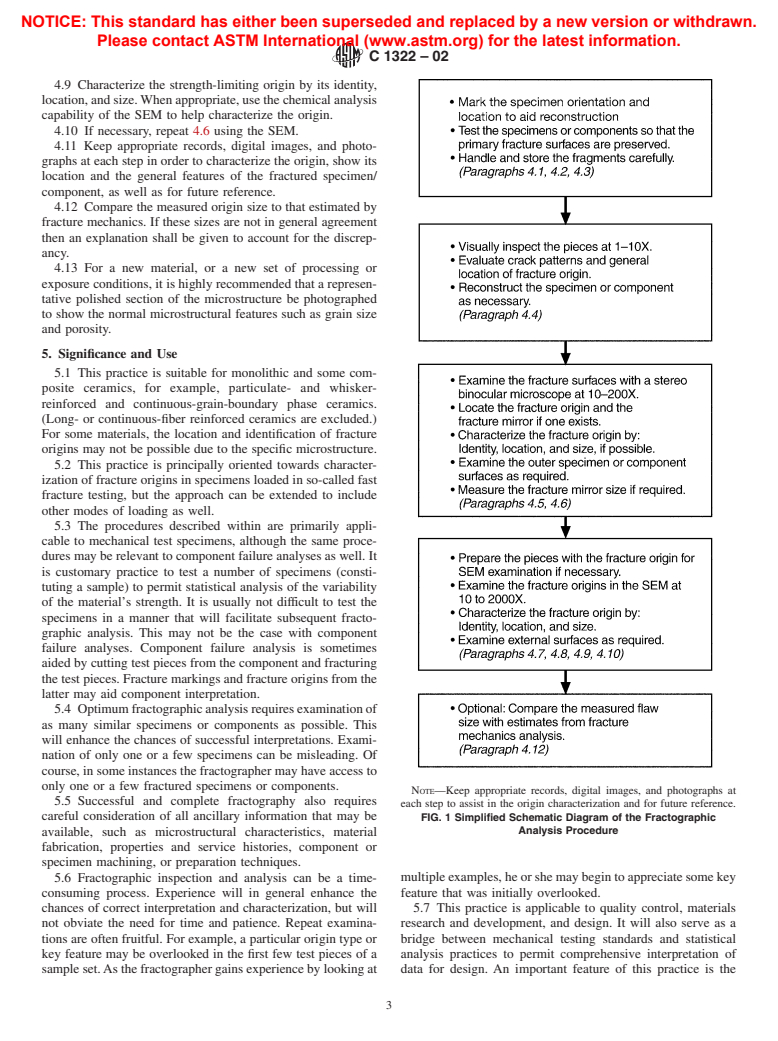 ASTM C1322-02 - Standard Practice for Fractography and Characterization of Fracture Origins in Advanced Ceramics