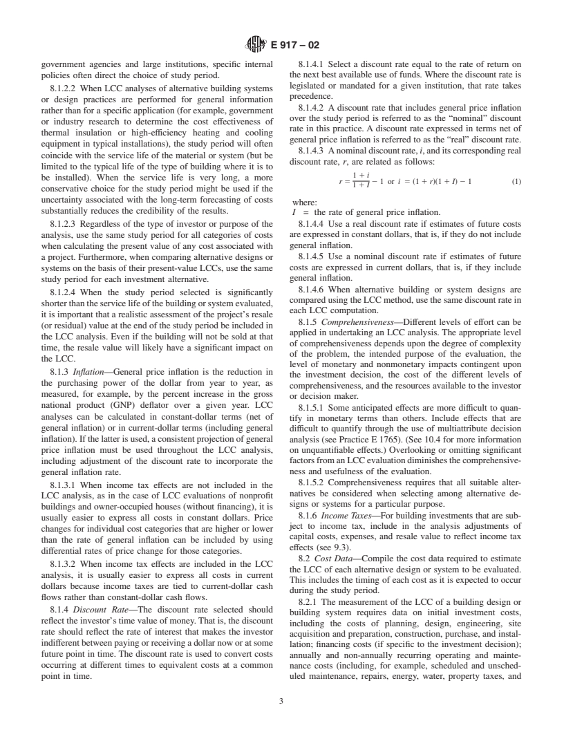 ASTM E917-02 - Standard Practice for Measuring Life-Cycle Costs of Buildings and Building Systems