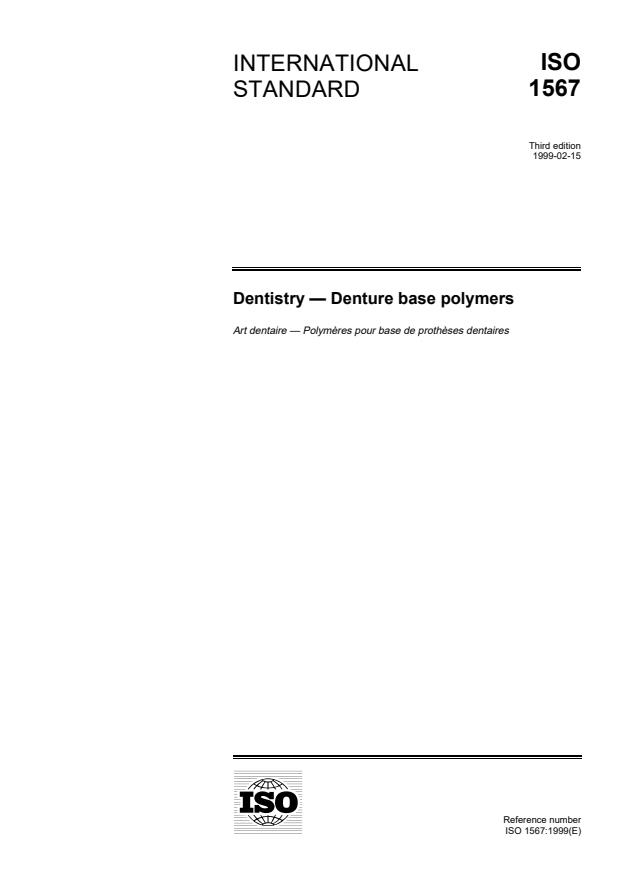 ISO 1567:1999 - Dentistry -- Denture base polymers
