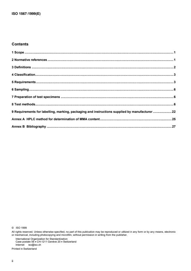 ISO 1567:1999 ISO 1567:1999 - Dentistry -- Denture base polymers - Page 2 preview