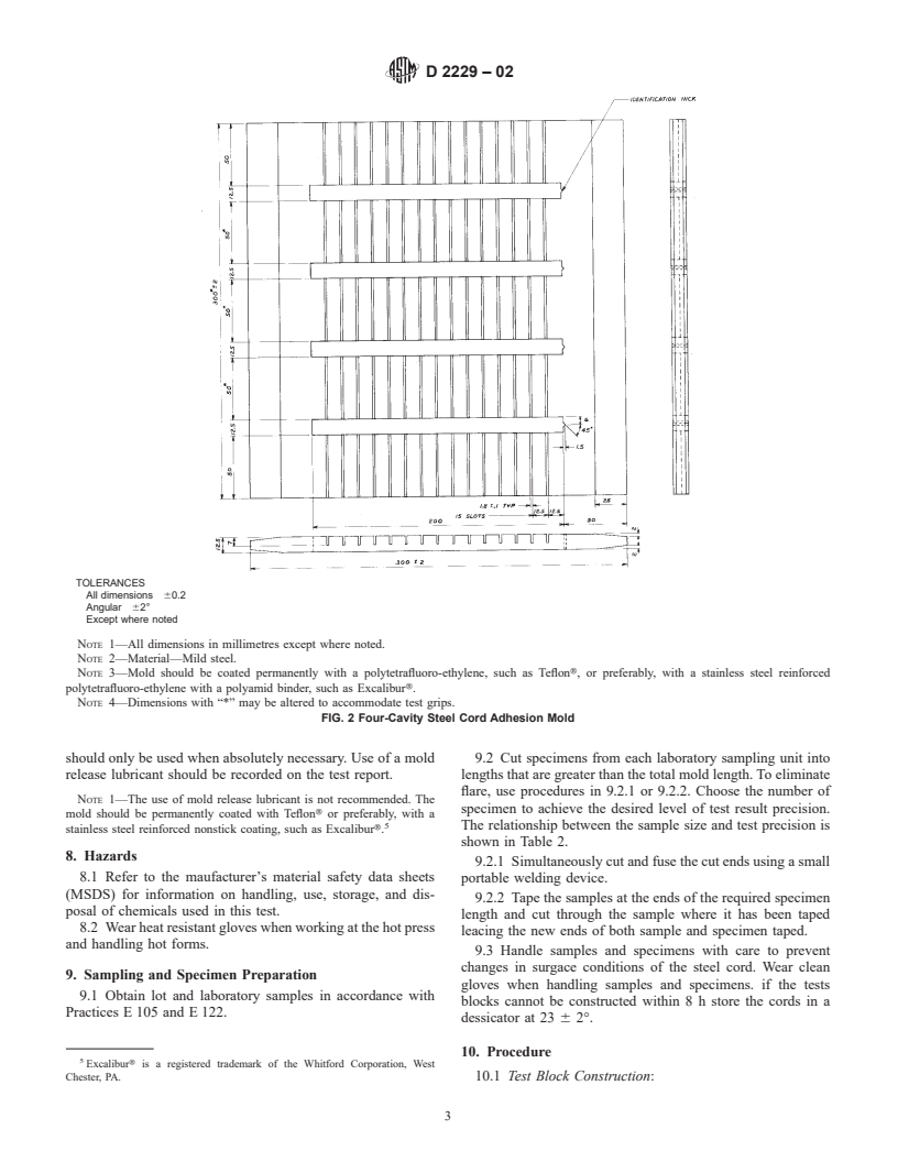 ASTM D2229-02 - Standard Test Method for Adhesion Between Steel Tire Cords and Rubber