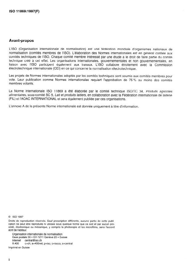 ISO 11869:1997 ISO 11869:1997 - Yaourt -- Détermination de l'acidité titrable -- Méthode potentiométrique - Page 2 preview
