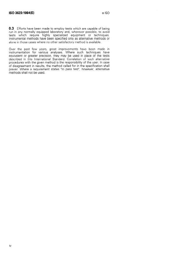 ISO 3623:1994 ISO 3623:1994 - Photography -- Processing chemicals -- Specifications for anhydrous potassium carbonate - Page 4 preview