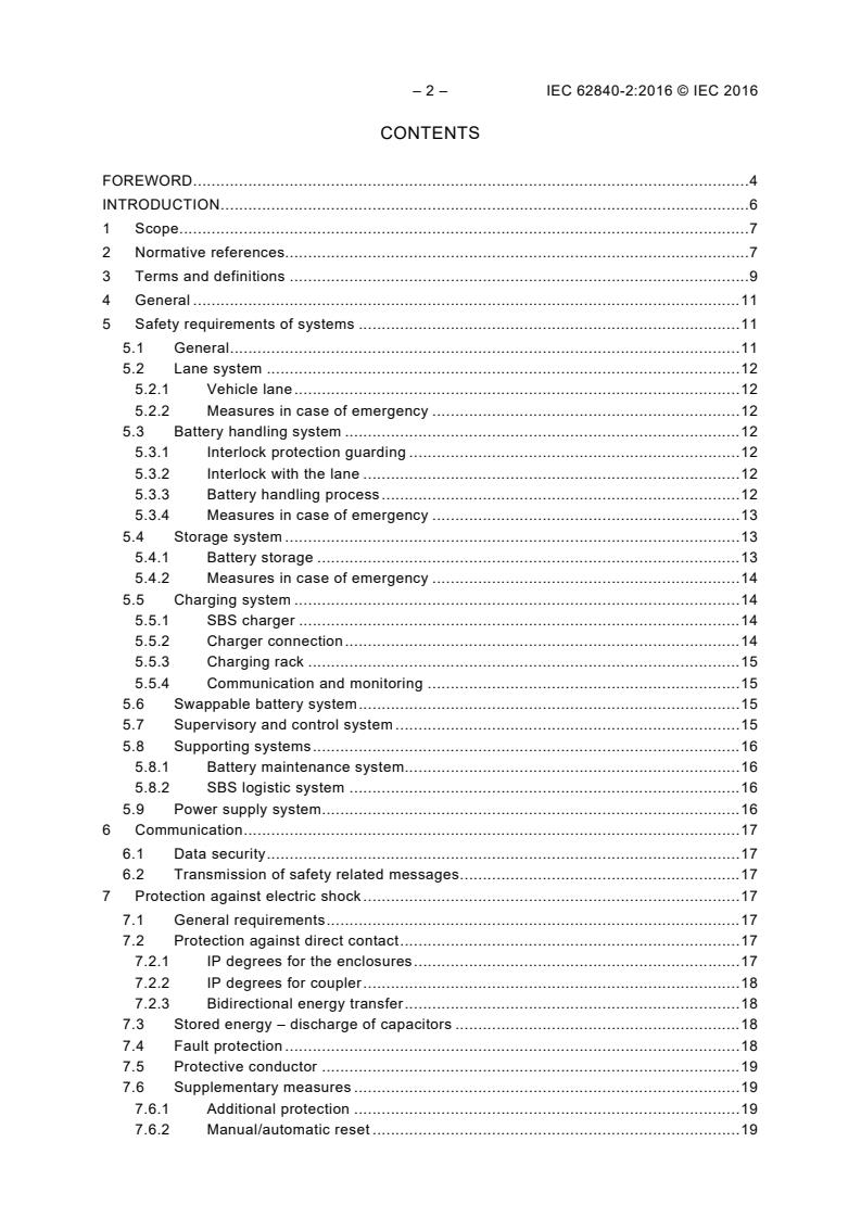 IEC 62840-2:2016 IEC 62840-2:2016 - Electric vehicle battery swap system - Part 2: Safety requirements - Page 4 preview