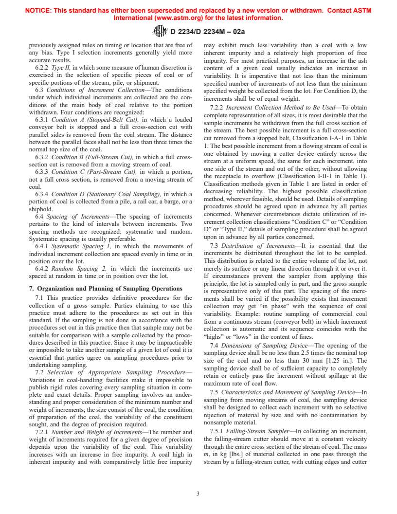 ASTM D2234/D2234M-02a - Standard Practice for Collection of a Gross Sample of Coal