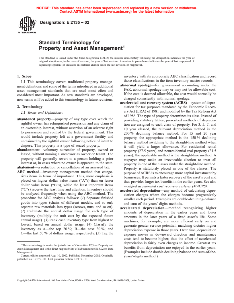 ASTM E2135-02 - Standard Terminology for Property and Asset Management