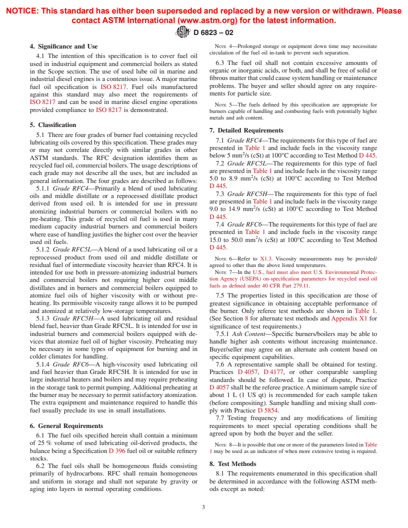 ASTM D6823-02 - Standard Specification for Commercial Boiler Fuels With Used Lubricating Oils