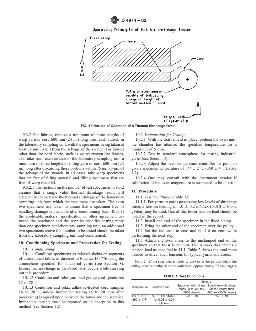 ASTM D4974-02 - Standard Test Method for Thermal Shrinkage of Yarn and Cord Using a Thermal Shrinkage Oven