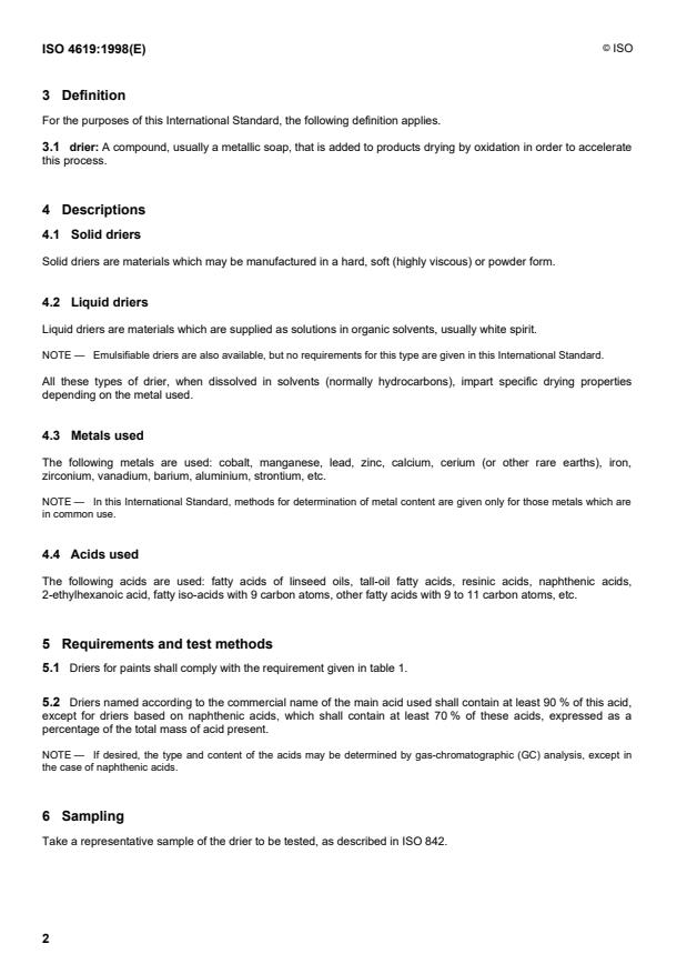 ISO 4619:1998 ISO 4619:1998 - Driers for paints and varnishes - Page 4 preview
