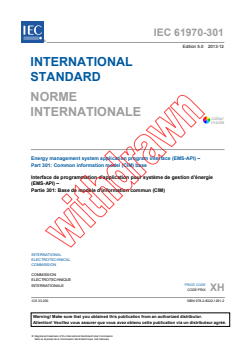 IEC 61970-301:2013 - Energy management system application program interface (EMS-API) - Part 301: Common information model (CIM) base
Released:12/13/2013
Isbn:9782832212912 - Page 3 preview