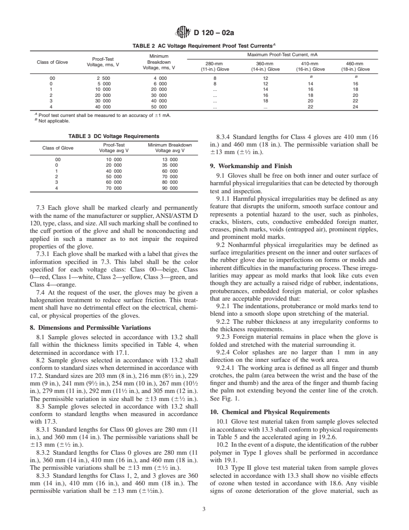 ASTM D120-02a - Standard Specification for Rubber Insulating Gloves