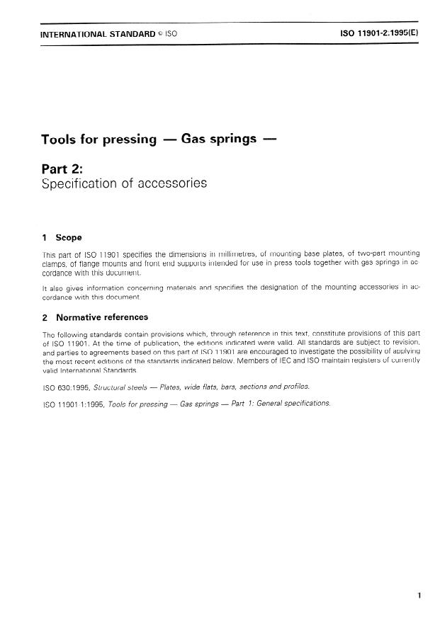 ISO 11901-2:1995 - Tools for pressing -- Gas springs
