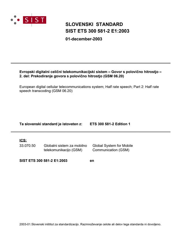 SIST ETS 300 581-2 E1:2003