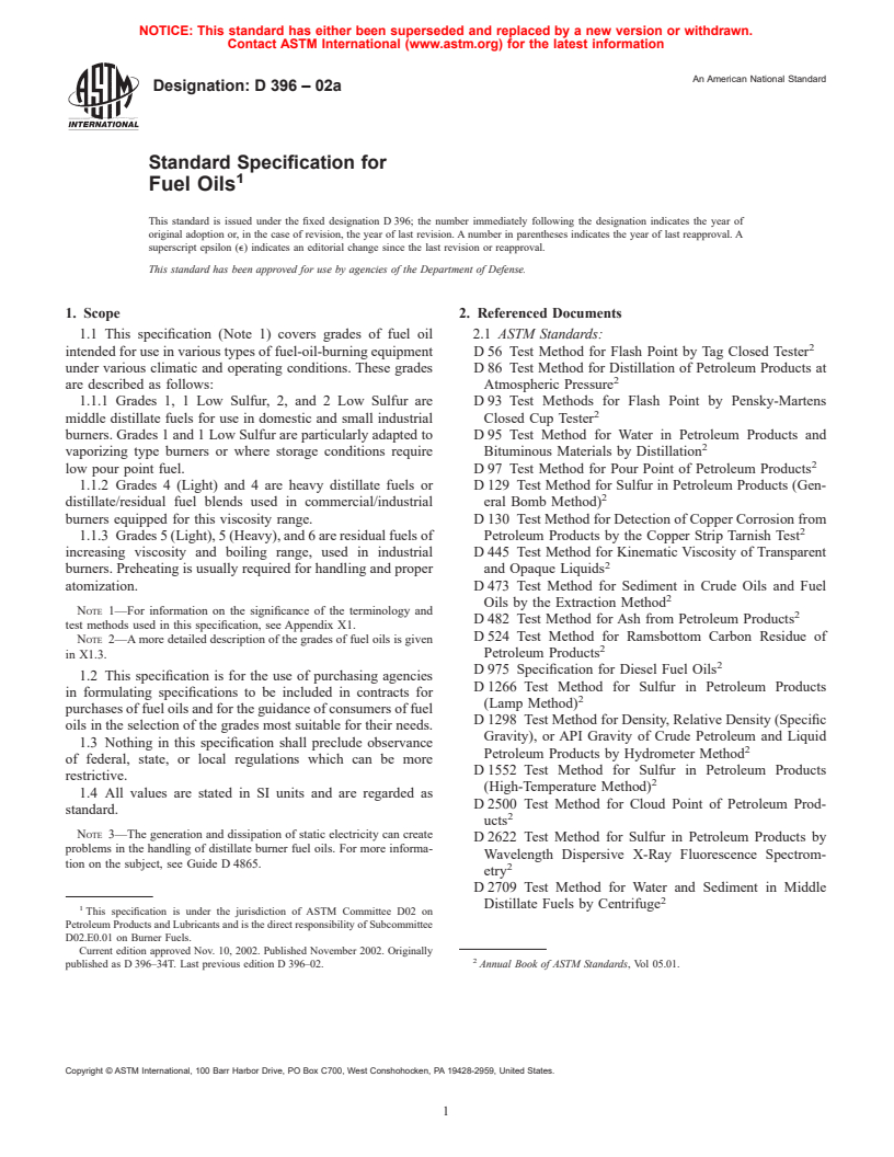 ASTM D396-02a - Standard Specification for Fuel Oils