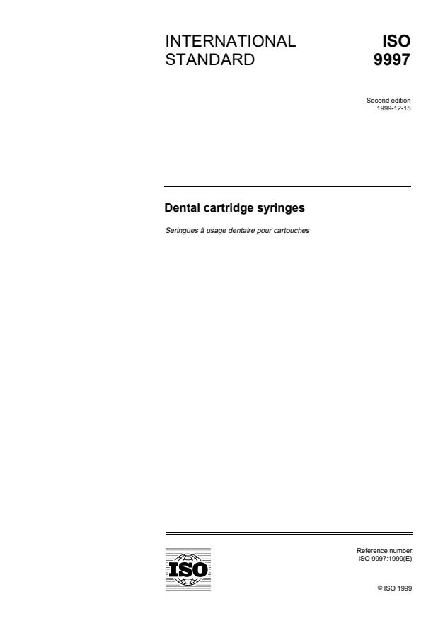 ISO 9997:1999 - Dental cartridge syringes