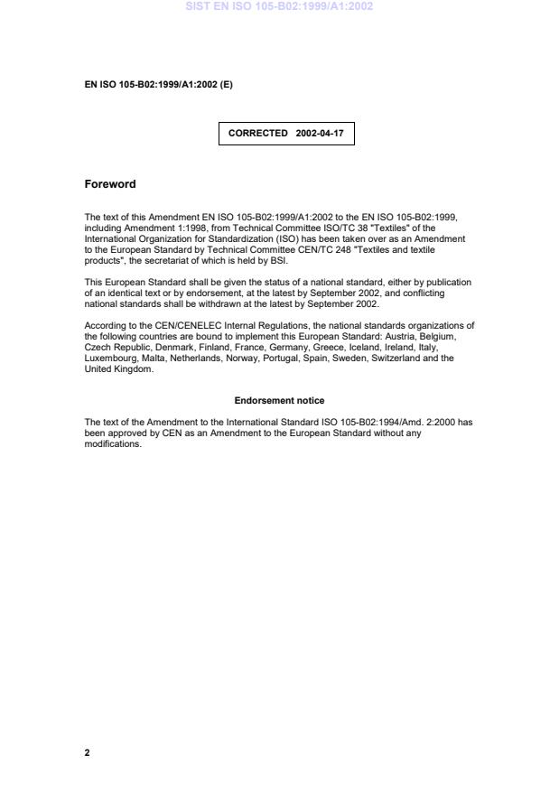 EN ISO 105-B02:1999/A1:2002 EN ISO 105-B02:1999/A1:2002 - Page 4 preview