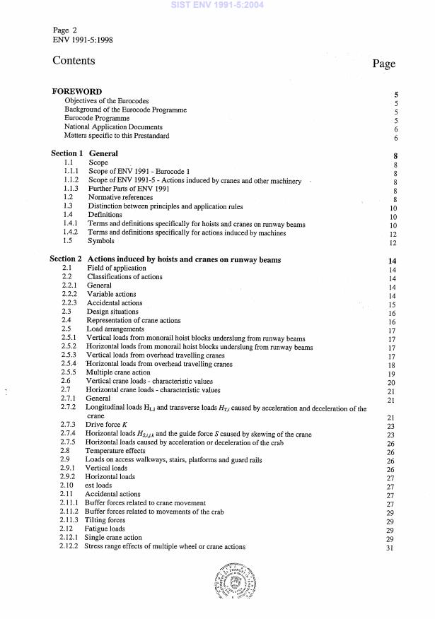 ENV 1991-5:1998 ENV 1991-5:2004 - Page 4 preview