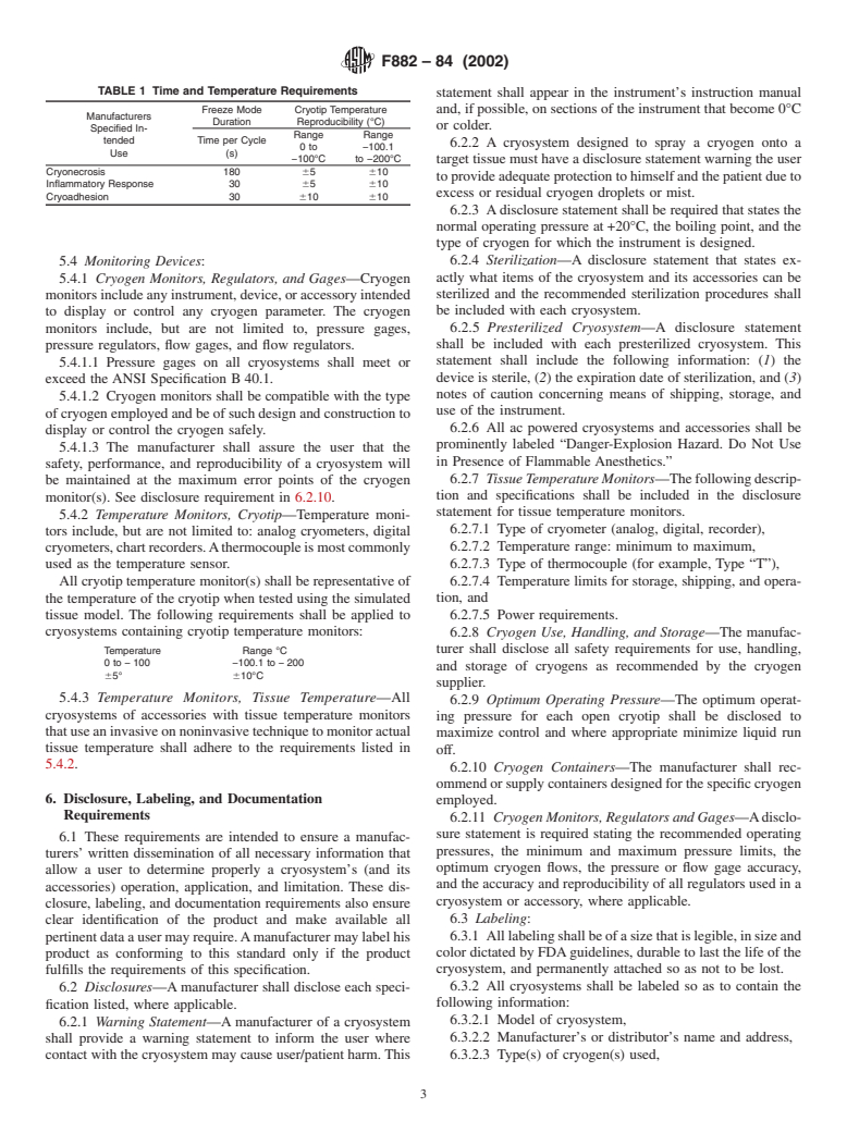 ASTM F882-84(2002) - Standard Performance and Safety Specification for Cryosurgical Medical Instruments (Withdrawn 2011)