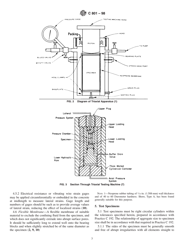 ASTM C801-98 - Standard Test Method for Determining the Mechanical Properties of Hardened Concrete Under Triaxial Loads (Withdrawn 2004)