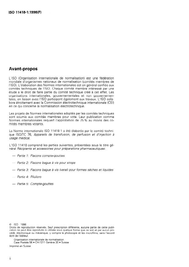 ISO 11418-1:1996 ISO 11418-1:1996 - Récipients et accessoires pour préparations pharmaceutiques - Page 2 preview