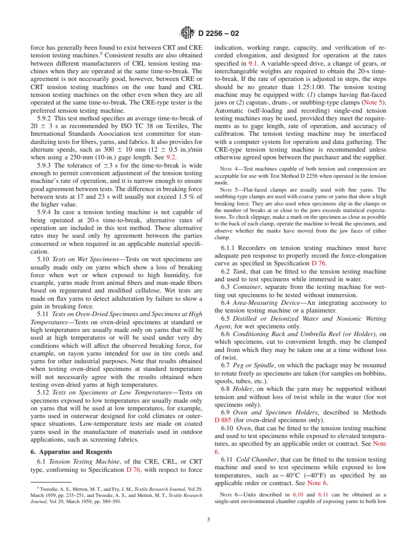 ASTM D2256-02 - Standard Test Method for Tensile Properties of Yarns by the Single-Strand Method