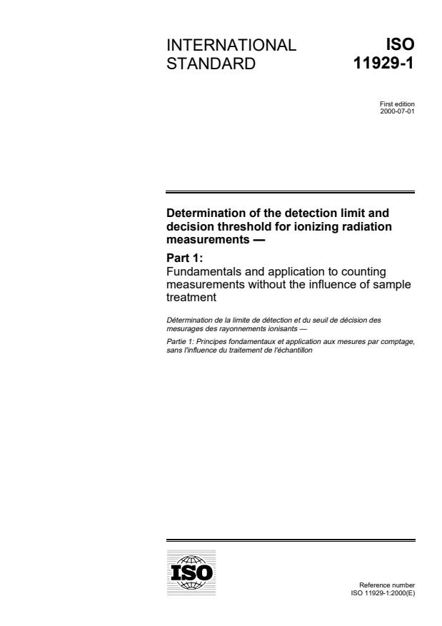 ISO 11929-1:2000 - Determination of the detection limit and decision threshold for ionizing radiation measurements