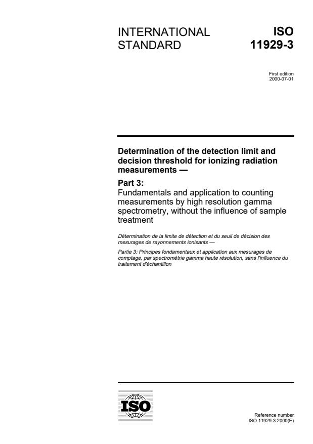 ISO 11929-3:2000 - Determination of the detection limit and decision threshold for ionizing radiation measurements