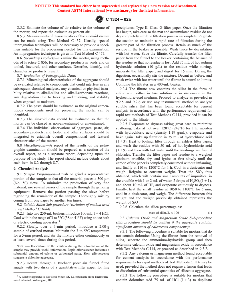 ASTM C1324-02a - Standard Test Method for Examination and Analysis of Hardened Masonry Mortar