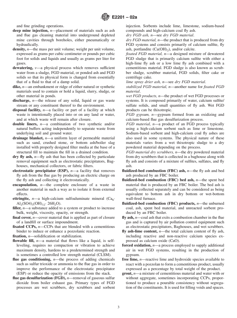 ASTM E2201-02a - Standard Terminology for Coal Combustion Products (Withdrawn 2011)