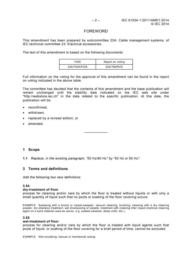 IEC 61534-1:2011/AMD1:2014 IEC 61534-1:2011/AMD1:2014 - Amendment 1 - Powertrack systems - Part 1: General requirements - Page 4 preview
