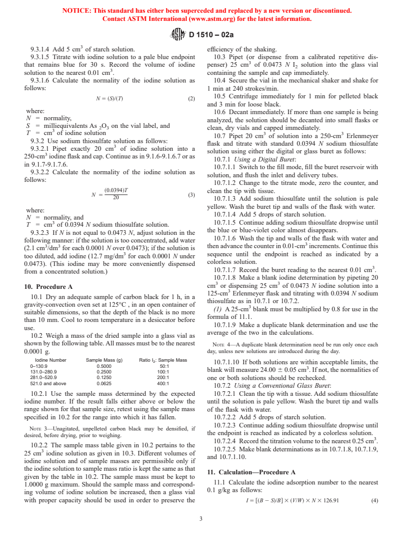 ASTM D1510-02a - Standard Test Method for Carbon Black&#8212;Iodine Adsorption Number