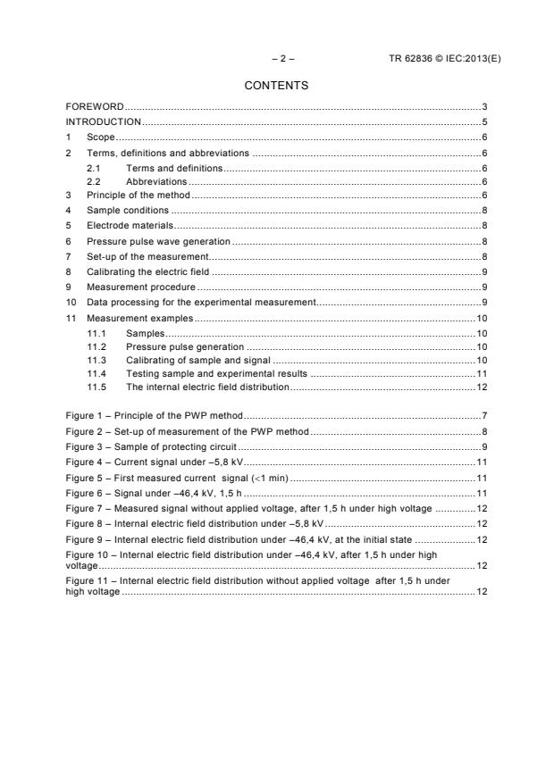 IEC TR 62836:2013 IEC TR 62836:2013 - Measurement of internal electric field in insulating materials - Pressure wave propagation method - Page 4 preview