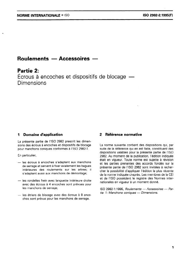 ISO 2982-2:1995 - Roulements -- Accessoires