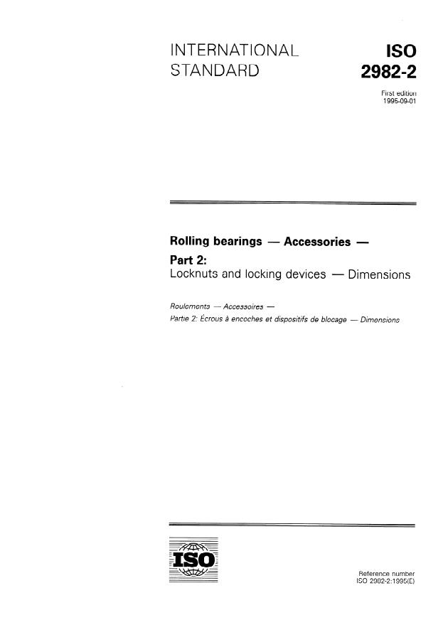 ISO 2982-2:1995 - Rolling bearings -- Accessories