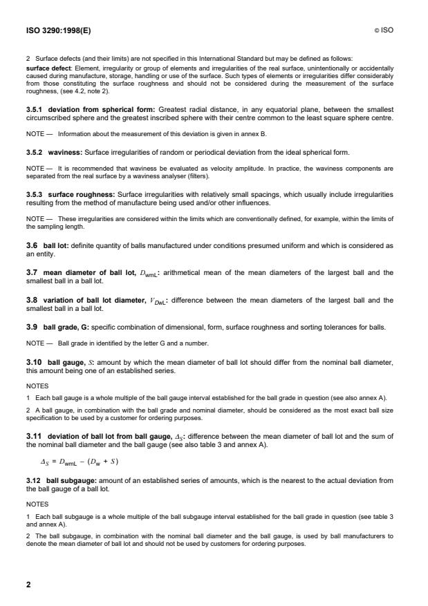 ISO 3290:1998 ISO 3290:1998 - Rolling bearings -- Balls -- Dimensions and tolerances - Page 4 preview