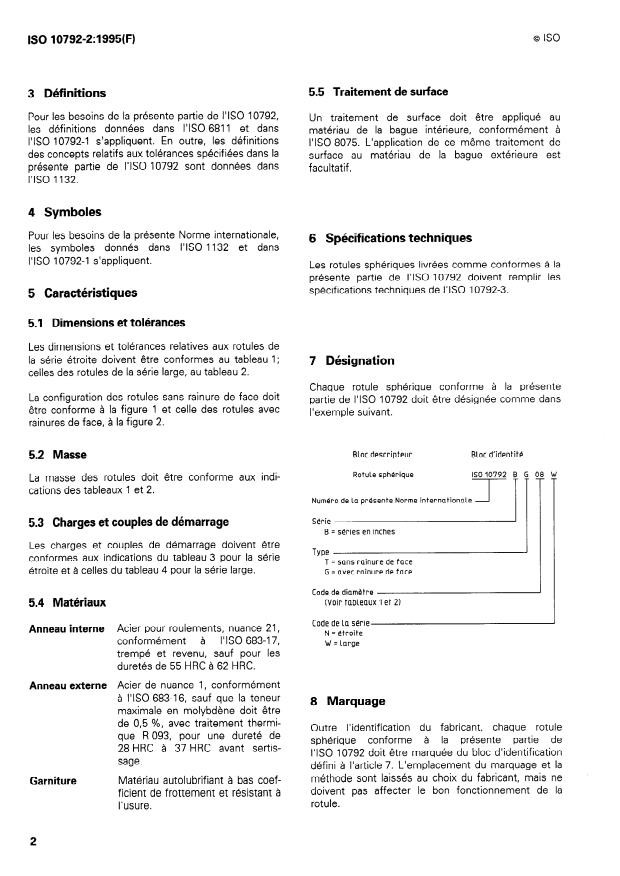 ISO 10792-2:1995 - Aerospace Airframe Spherical Plain Bearings Inch