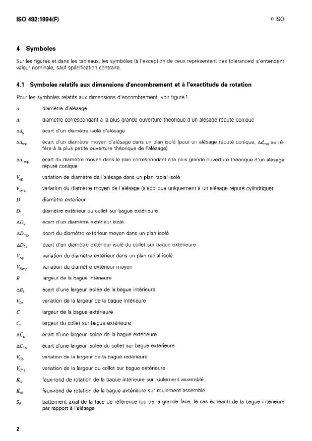 ISO 492:1994 ISO 492:1994 - Roulements -- Roulements radiaux -- Tolérances - Page 4 preview