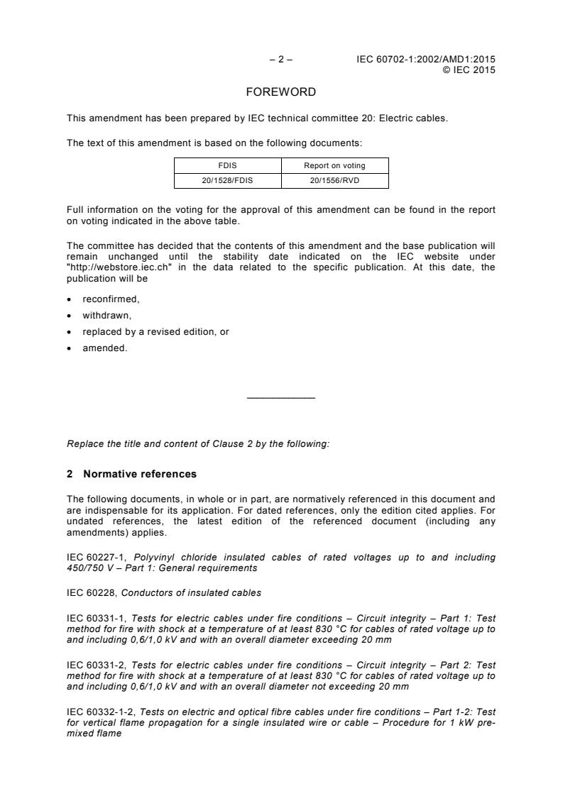 IEC 60702-1:2002/AMD1:2015 IEC 60702-1:2002/AMD1:2015 - Amendment 1 - Mineral insulated cables and their terminations with a rated voltage not exceeding 750 V - Part 1: Cables - Page 4 preview