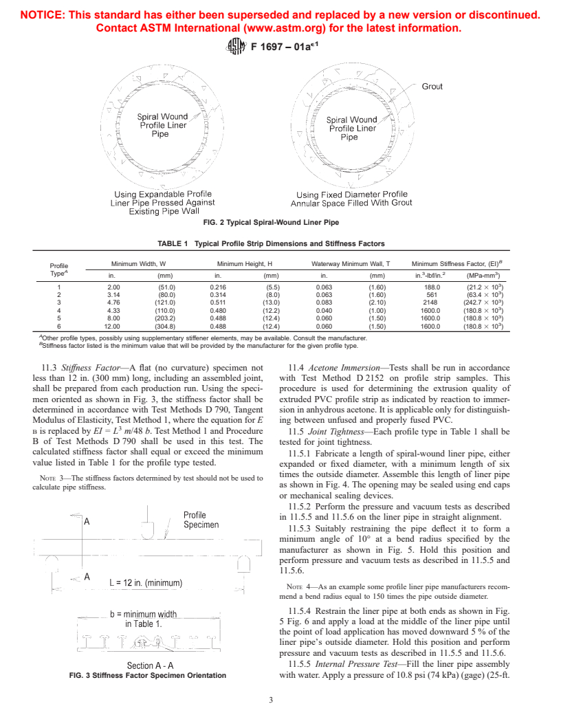 ASTM F1697-01ae1 - Standard Specification for Poly(Vinyl Chloride) (PVC) Profile Strip for Machine Spiral-Wound Liner Pipe Rehabilitation of Existing Sewers and Conduits