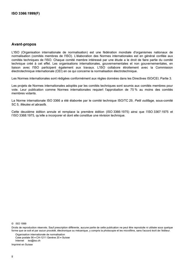 ISO 3366:1999 ISO 3366:1999 - Abrasifs appliqués — Rouleaux abrasifs
Released:10/21/1999 - Page 2 preview