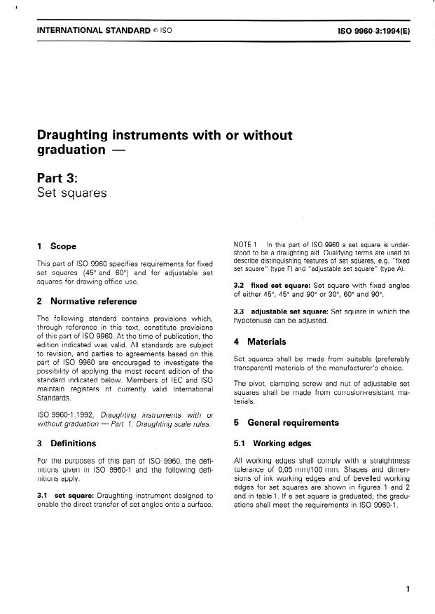 ISO 9960-3:1994 - Draughting instruments with or without graduation