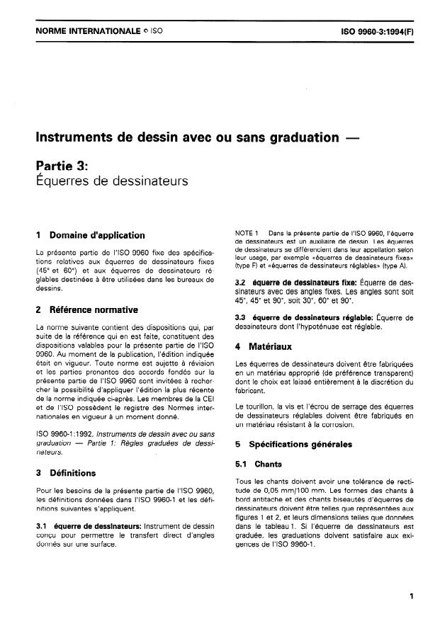 ISO 9960-3:1994 - Instruments de dessin avec ou sans graduation
