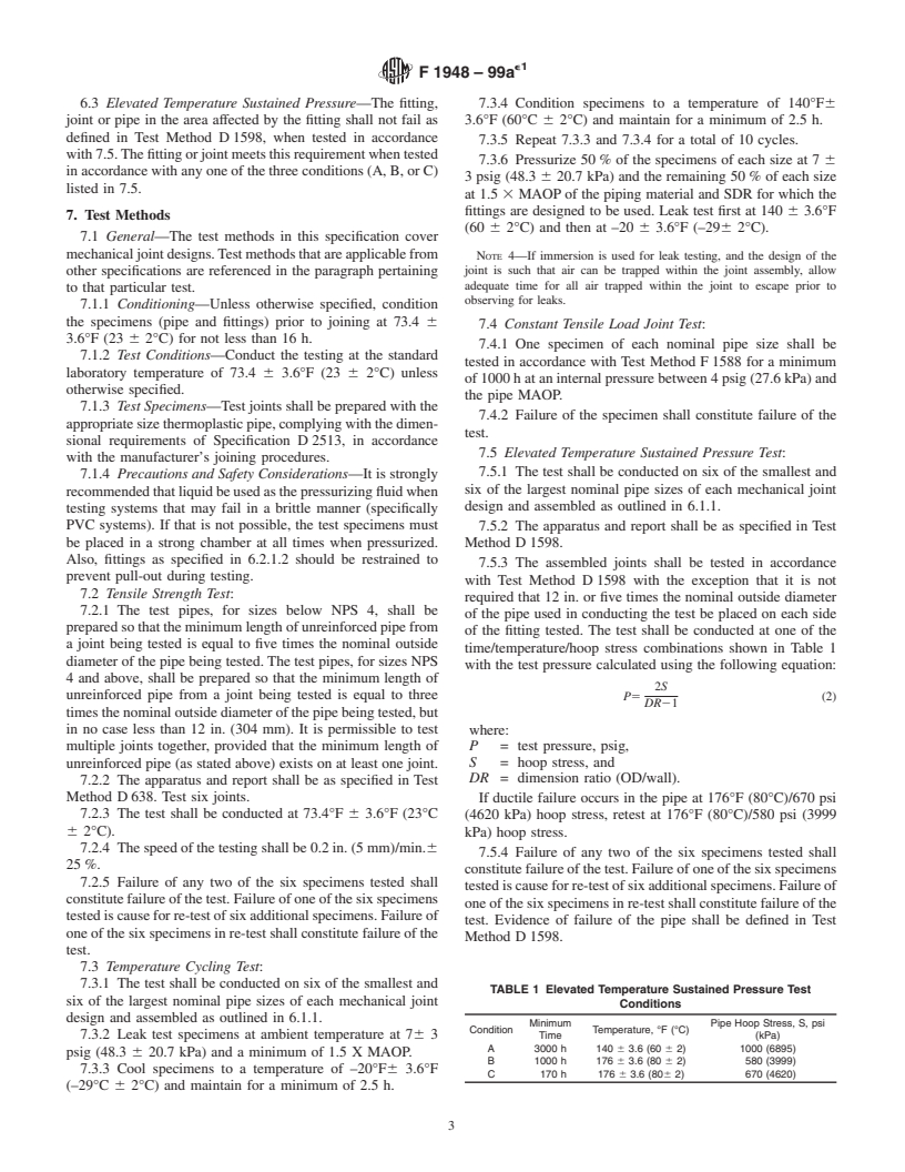 ASTM F1948-99ae1 - Standard Specification for Metallic Mechanical Fittings for Use on Outside Diameter Controlled Thermoplastic Gas Distribution Pipe and Tubing