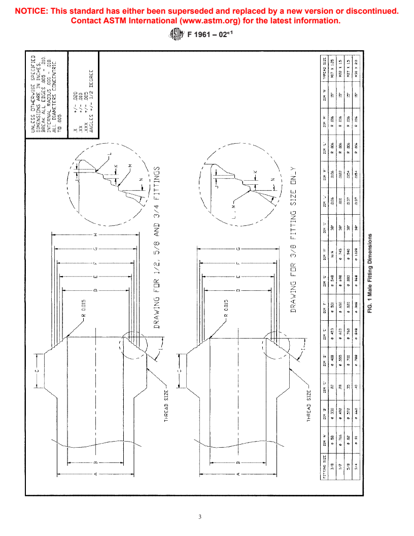 ASTM F1961-02e1 - Standard Specification for Metal Mechanical Cold Flare Compression Fittings with Disc Spring for Crosslinked Polyethylene (PEX) Tubing