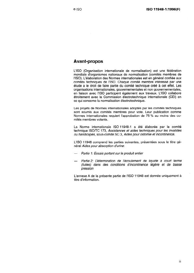 ISO 11948-1:1996 - Aides pour absorption d'urine