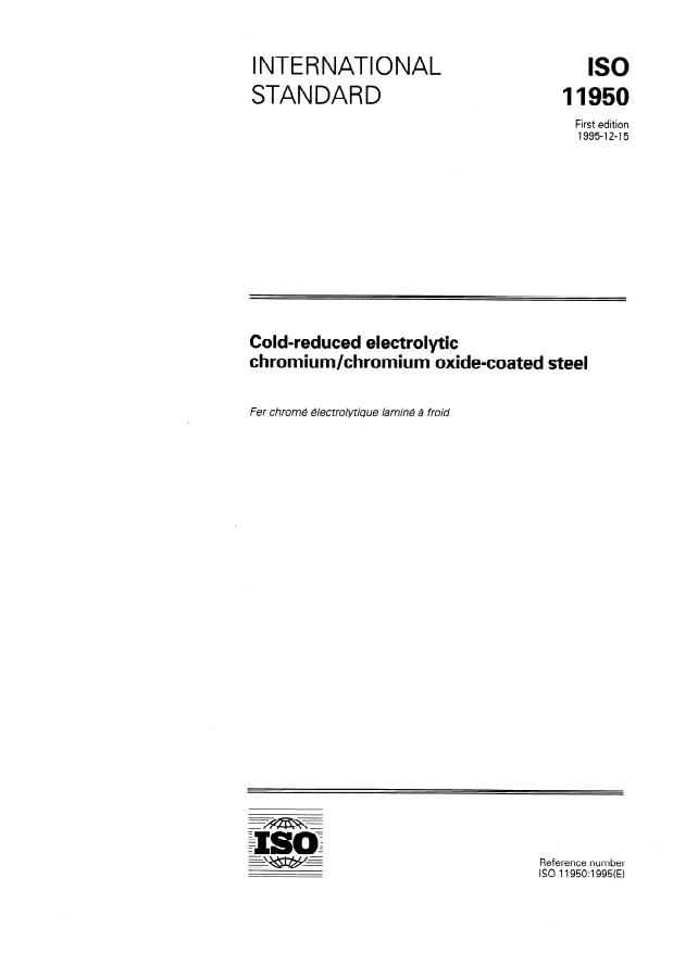 ISO 11950:1995 - Cold-reduced electrolytic chromium/chromium oxide-coated steel