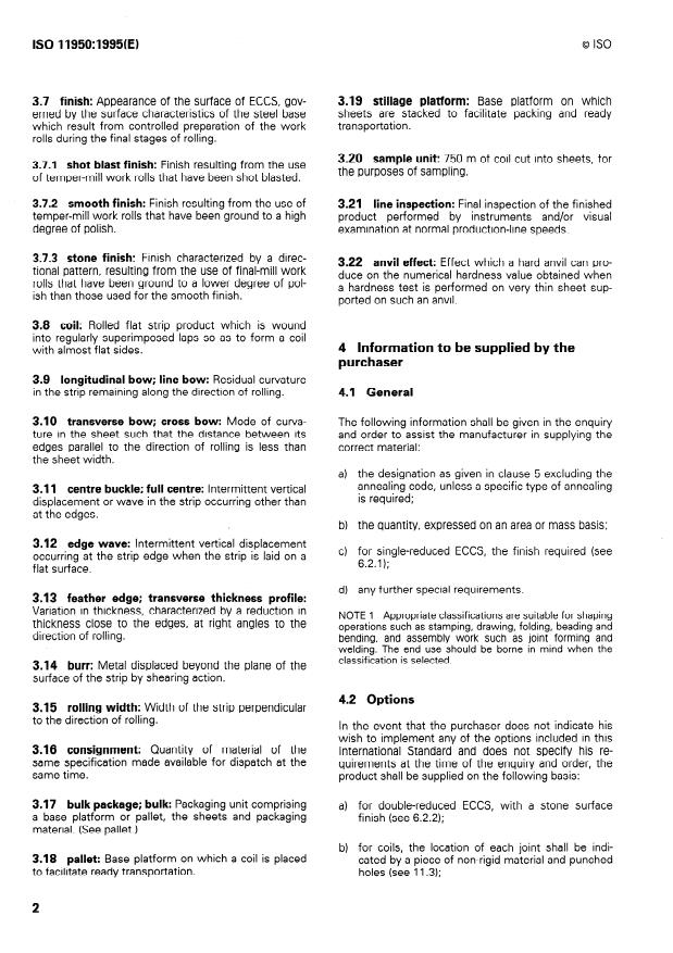 ISO 11950:1995 ISO 11950:1995 - Cold-reduced electrolytic chromium/chromium oxide-coated steel - Page 4 preview